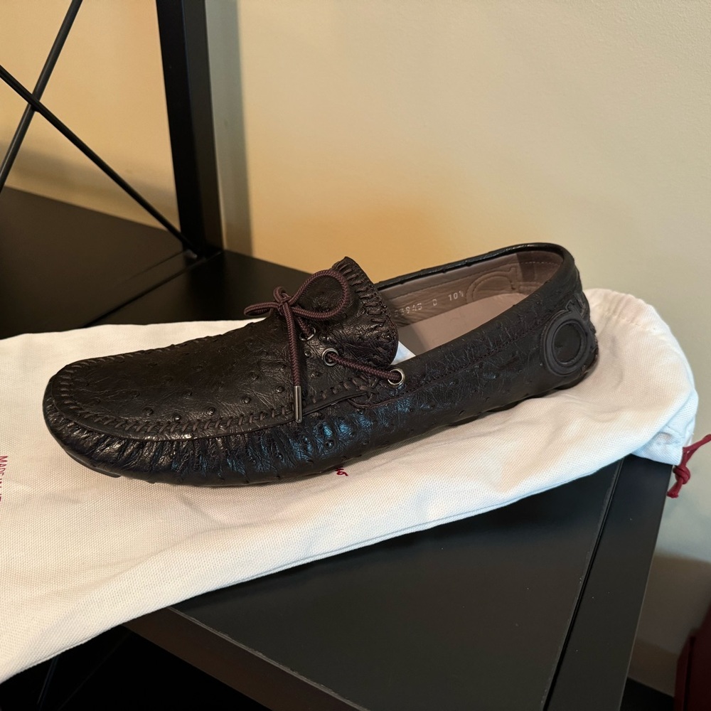 Salvatore Ferragamo ostrich men’s loafers